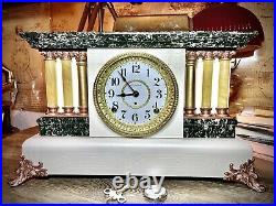 SETH THOMAS 8-DAY ADAMANTINE IVORY-WHITE MANTEL CLOCK Remodeled/Refurbished