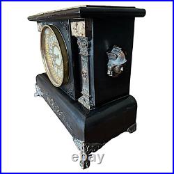 SETH THOMAS Antique 1880 Faux Marble Mantel Clock 13.5x 10.5x 6 Time & Strike