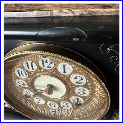 SETH THOMAS Antique 1880 Faux Marble Mantel Clock 13.5x 10.5x 6 Time & Strike