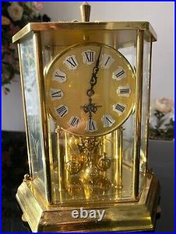 SETH THOMAS Beveled Etched Glass Brass Anniversary Clock