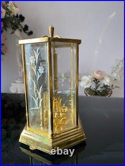 SETH THOMAS Beveled Etched Glass Brass Anniversary Clock