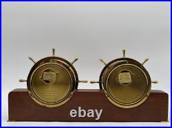 SETH THOMAS Brass Clock (1008) and Barometer (1508) Mahogany Base (1606) SETH THOMAS Brass Clock (1008) and Barometer (1508) Mahogany Base (1606)