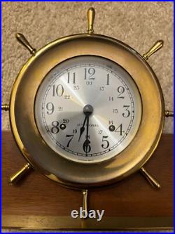 SETH THOMAS Brass Clock (1008) and Barometer (1508) Mahogany Base (1606) SETH THOMAS Brass Clock (1008) and Barometer (1508) Mahogany Base (1606)