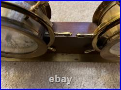 SETH THOMAS Brass Clock (1008) and Barometer (1508) Mahogany Base (1606) SETH THOMAS Brass Clock (1008) and Barometer (1508) Mahogany Base (1606)