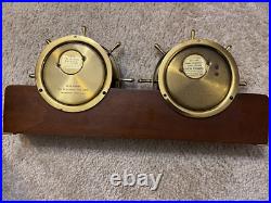 SETH THOMAS Brass Clock (1008) and Barometer (1508) Mahogany Base (1606) SETH THOMAS Brass Clock (1008) and Barometer (1508) Mahogany Base (1606)