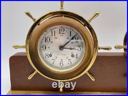 SETH THOMAS Brass Clock (1008) and Barometer (1508) Mahogany Base (1606) SETH THOMAS Brass Clock (1008) and Barometer (1508) Mahogany Base (1606)