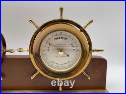 SETH THOMAS Brass Clock (1008) and Barometer (1508) Mahogany Base (1606) SETH THOMAS Brass Clock (1008) and Barometer (1508) Mahogany Base (1606)