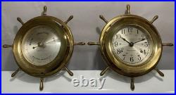 SETH THOMAS Brass Helmsman Ships Wheel Clock & Barometer 1008 1508 E537-001 -011 SETH THOMAS Brass Helmsman Ships Wheel Clock & Barometer 1008 1508 E537-001 -011