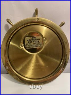 SETH THOMAS Brass Helmsman Ships Wheel Clock & Barometer 1008 1508 E537-001 -011 SETH THOMAS Brass Helmsman Ships Wheel Clock & Barometer 1008 1508 E537-001 -011