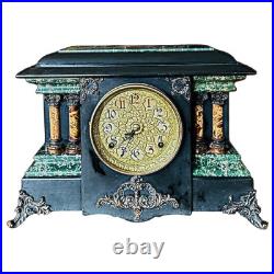 SETH THOMAS Faux Marble Mantel Clock 16.5x 11x 6.5 Time & Strike