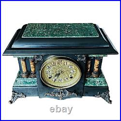 SETH THOMAS Faux Marble Mantel Clock 16.5x 11x 6.5 Time & Strike