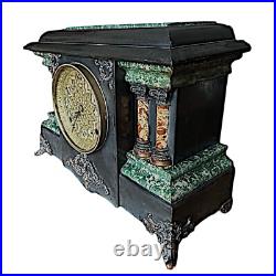 SETH THOMAS Faux Marble Mantel Clock 16.5x 11x 6.5 Time & Strike