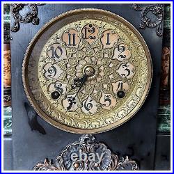 SETH THOMAS Faux Marble Mantel Clock 16.5x 11x 6.5 Time & Strike