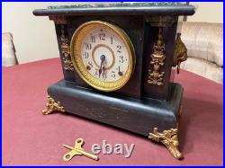 SETH THOMAS Mantle Clock Lions Head Pulls, Model No. 102, With New Key