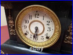 SETH THOMAS Mantle Clock Lions Head Pulls, Model No. 102, With New Key