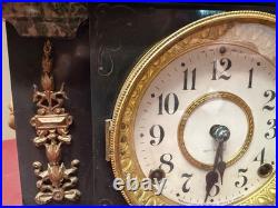 SETH THOMAS Mantle Clock Lions Head Pulls, Model No. 102, With New Key