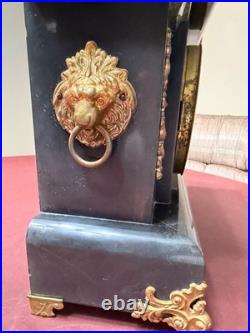SETH THOMAS Mantle Clock Lions Head Pulls, Model No. 102, With New Key