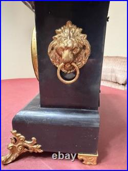 SETH THOMAS Mantle Clock Lions Head Pulls, Model No. 102, With New Key