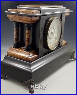 SETH THOMAS ORNATE MANTLE CLOCK 1880's ADAMANTINE WithKEY ANTIQUE