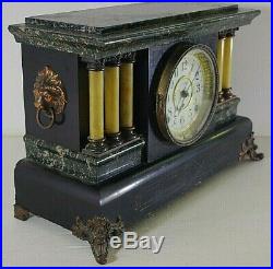 SETH THOMAS ORNATE MANTLE CLOCK 1880's LION'S HEADS WithKEY ANTIQUE