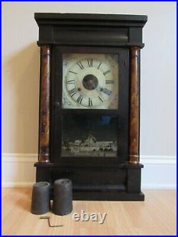 SETH THOMAS ogee clock antique og PLYMOUTH HOLLOW mantel weights key PILLAR