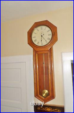 SUPERB! Seth Thomas Wall Regulator Clock No. 18 Solid Oak Wood Antique Regulator