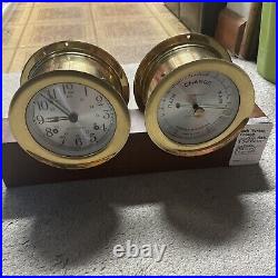 Seth Thomas 1004 Corsair-w E537-000 Clock & Barometer E537-010 With Key &Wood Base