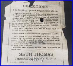Seth Thomas 1917 Windsor Mahogany Adamantine 8 Day Clock Rebuilt