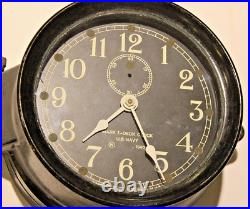 Seth Thomas 1940 WW2 US Navy mark 1 deck clock Bakelite & Back plate WORKING