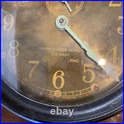 Seth Thomas 1942 WW2 1942 US Navy mark 1 deck clock Bakelite With Back plate