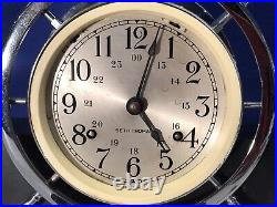 Seth Thomas 7 Jewels, Ship's Bell Key Wound Strikes, Chrome, Clock & Barometer Set
