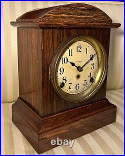 Seth Thomas Adamantine Arch Top 8 Day Time And Strike Mantel Table Shelf Clock