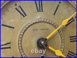 Seth Thomas Adamantine Black Mantel Lion Head Desk Shelf Clock