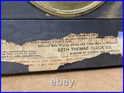 Seth Thomas Adamantine Black Mantel Lion Head Desk Shelf Clock