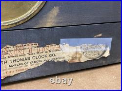 Seth Thomas Adamantine Black Mantel Lion Head Desk Shelf Clock