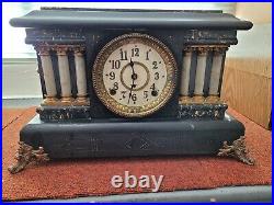 Seth Thomas Adamantine Clock Antique Mantle Clock Shelf Clock Chimes Working