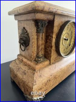 Seth Thomas Adamantine Mantel Clock 2-Column Light Tortoise Shell Finish 1896