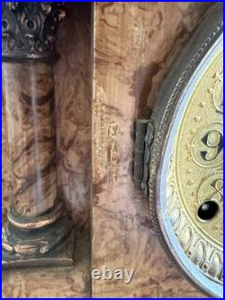 Seth Thomas Adamantine Mantel Clock 2-Column Light Tortoise Shell Finish 1896