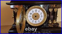 Seth Thomas Adamantine Mantel Clock 4 Column Black Restored No Movement New Dial