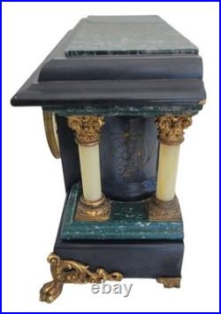 Seth Thomas Adamantine Mantel Clock Large Gray Black Wood Antique 8-day Chimes