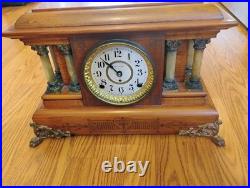 Seth Thomas Adamantine Mantel Clock adamantine finish 19th-20th century pillars