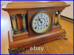 Seth Thomas Adamantine Mantel Clock adamantine finish 19th-20th century pillars