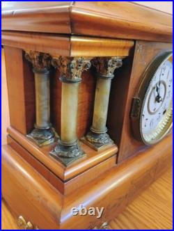 Seth Thomas Adamantine Mantel Clock adamantine finish 19th-20th century pillars