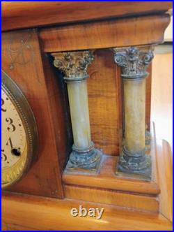 Seth Thomas Adamantine Mantel Clock adamantine finish 19th-20th century pillars