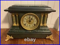 Seth Thomas Adamantine Mantel Clock withkey 1890-1905 Rare Antique WORKING