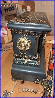 Seth Thomas Adamantine Mantle Clock 1880's with key, working, but