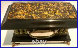 Seth Thomas Adamantine Mantle Clock 6-Pillar & Ornate Brass Accents Vintage