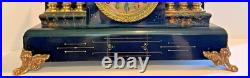 Seth Thomas Adamantine Mantle Clock 6-Pillar & Ornate Brass Accents Vintage