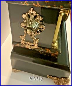 Seth Thomas Adamantine Mantle Clock 6-Pillar & Ornate Brass Accents Vintage