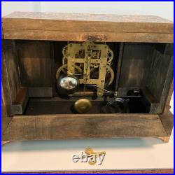 Seth Thomas Adamantine Mantle Clock 6-Pillar & Ornate Brass Accents Vintage